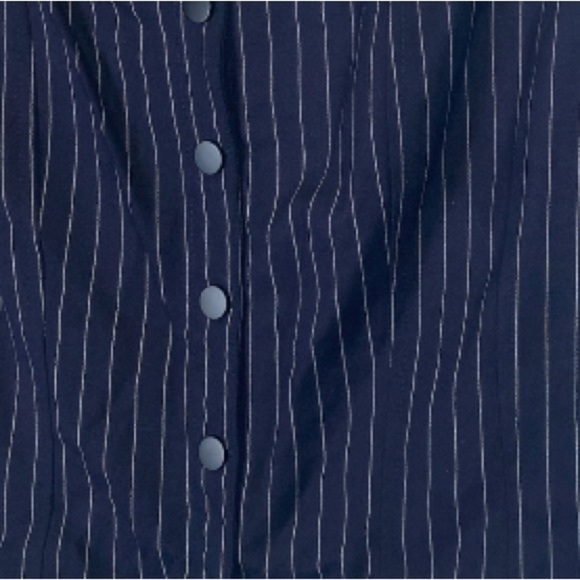 SO brand navy white pin strip vest elastic back snap feature // XL - Picture 4 of 8